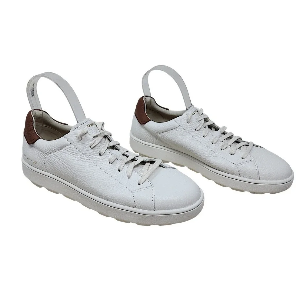 Geox Spherica Sneakers 7 Men White Leather Respira Low Top Shoes Trainers Skater